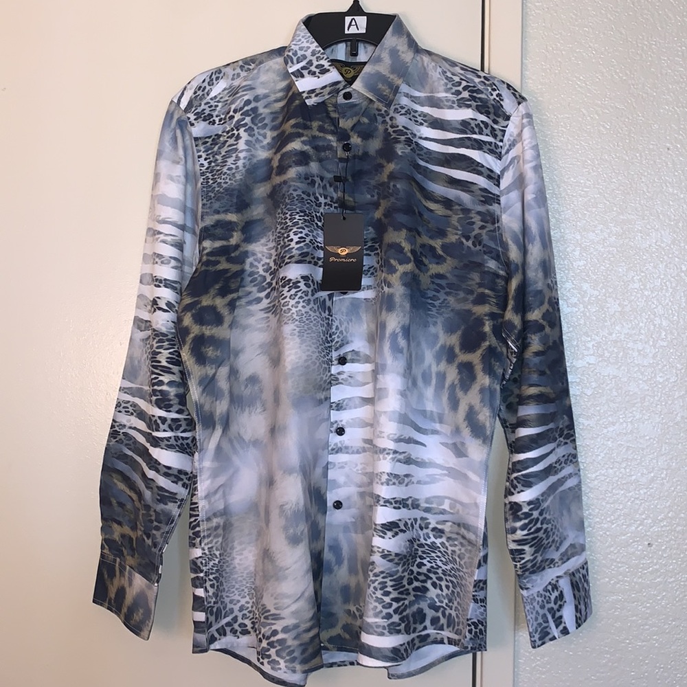 New Mens Premiere Designer Dress Shirt Animal and  Reptile Snake Skin Design